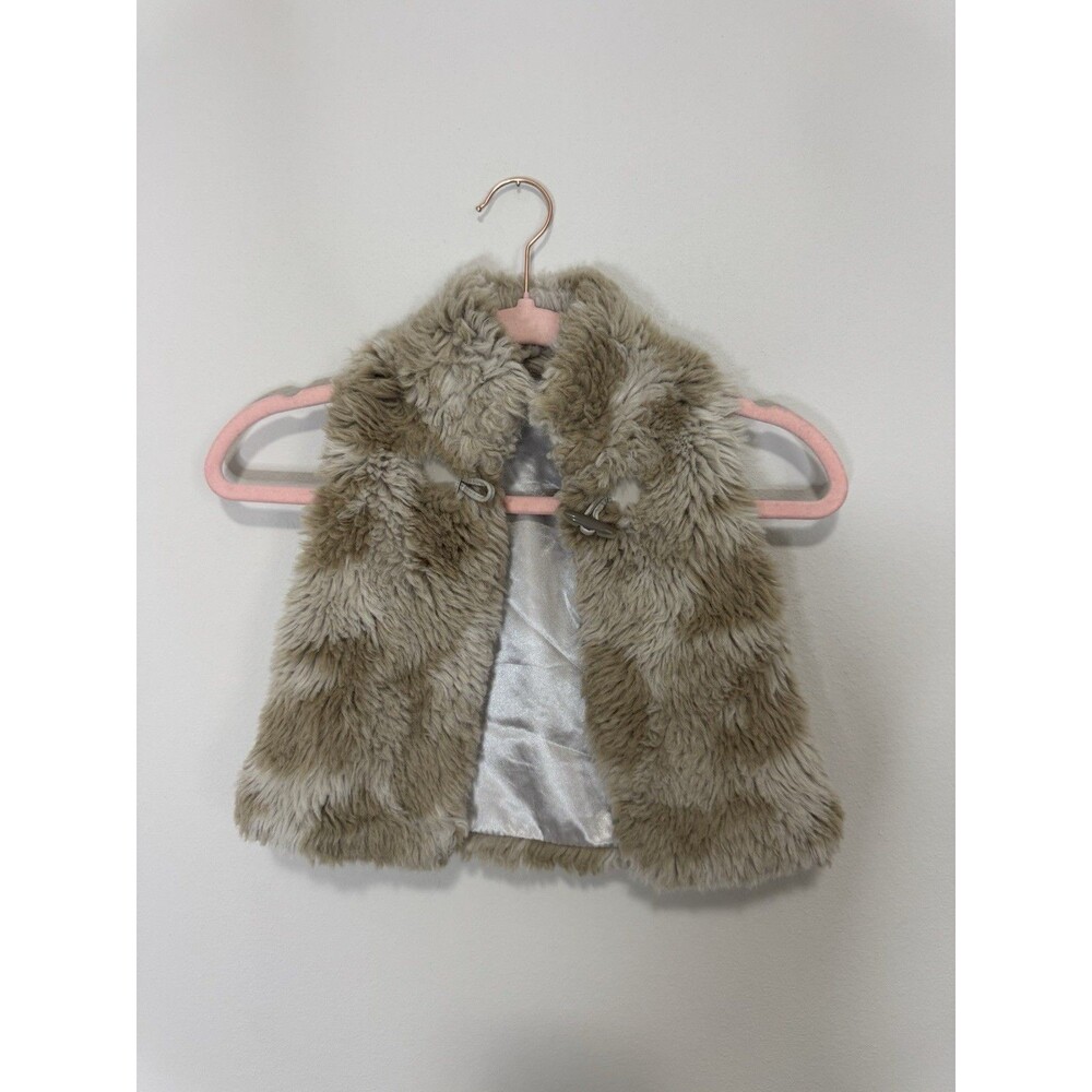 Koala Kids Girls Faux Fur Animal Print Vest Beige Brown Size M